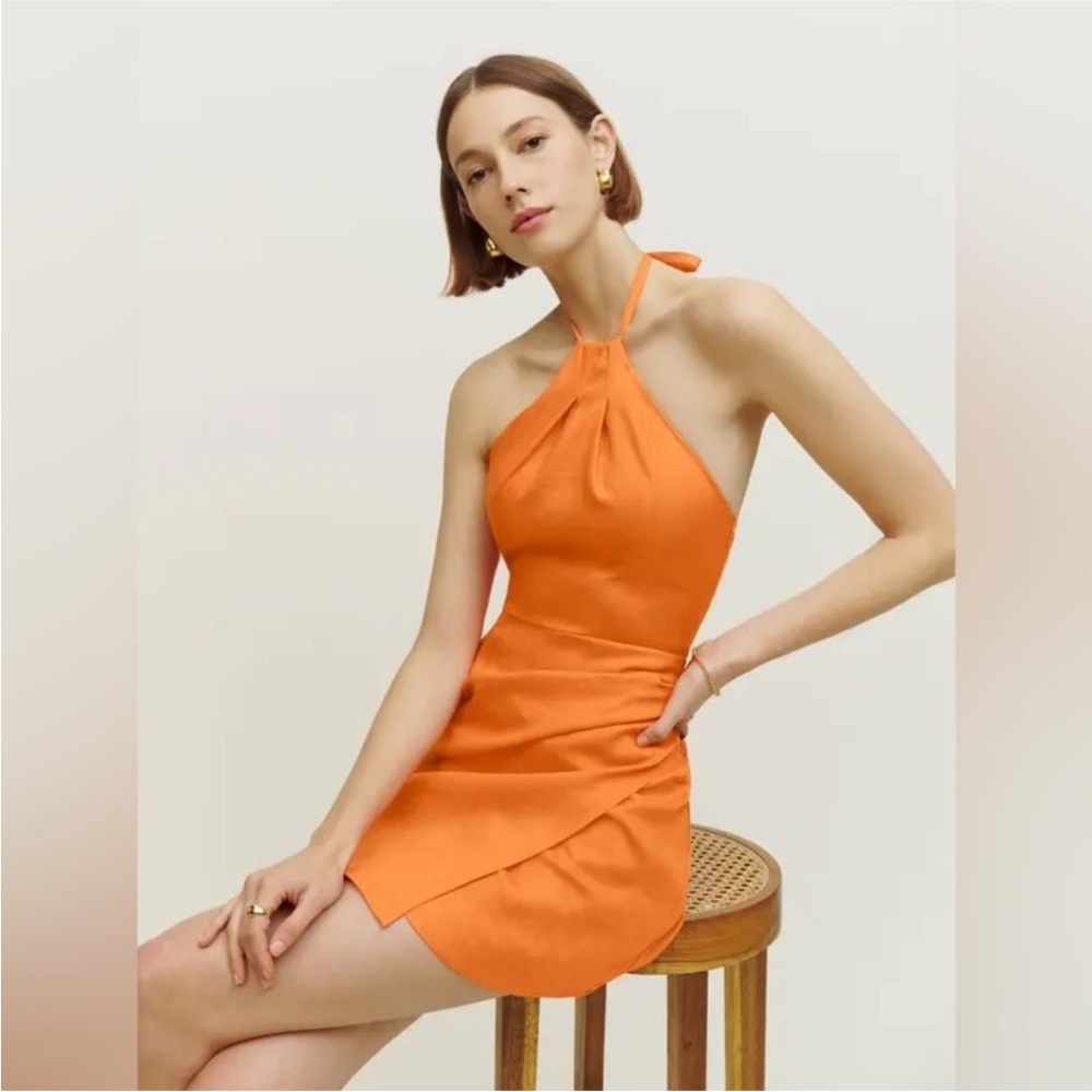 Reformation Dory Linen Mini Halter Dress - Picture 2 of 4